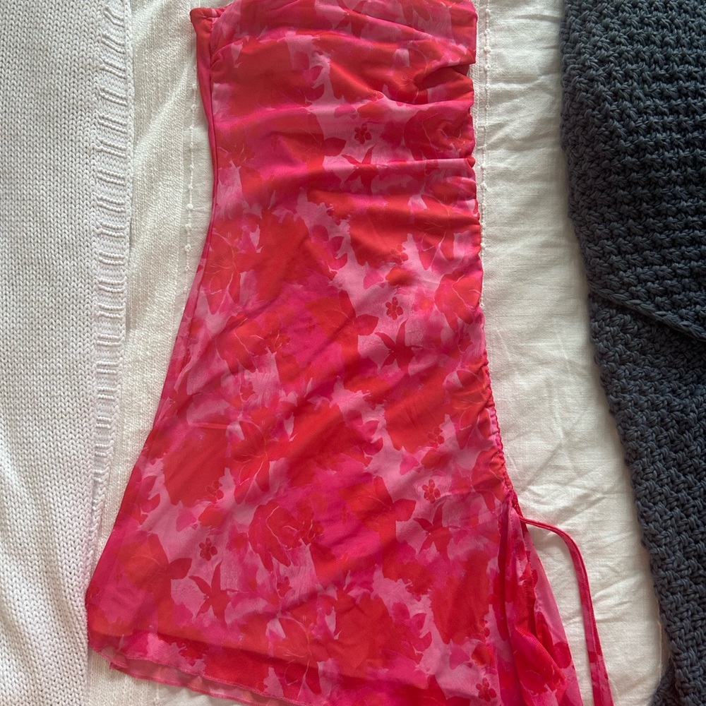Pink and Red Floral Dress